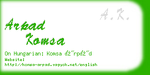 arpad komsa business card